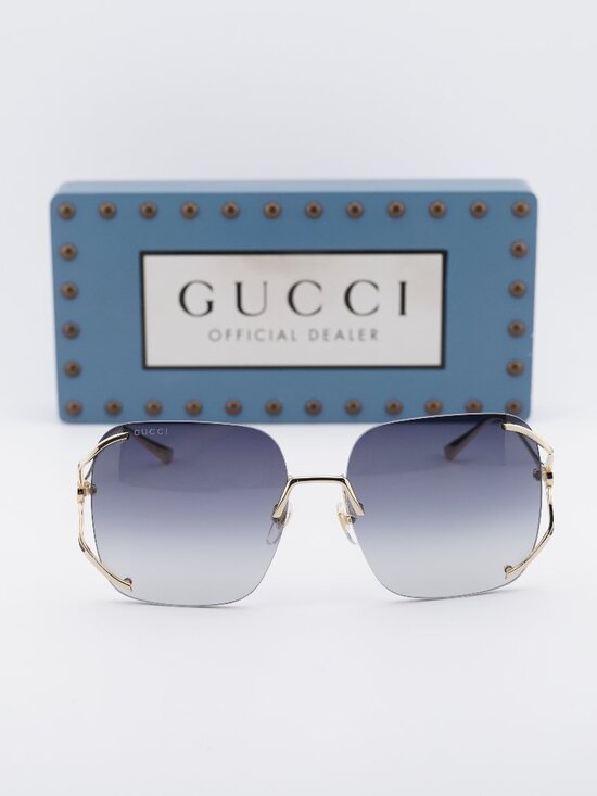 Gucci GG0646S 001 Square Sunglasses - Gold / Grey main image 7